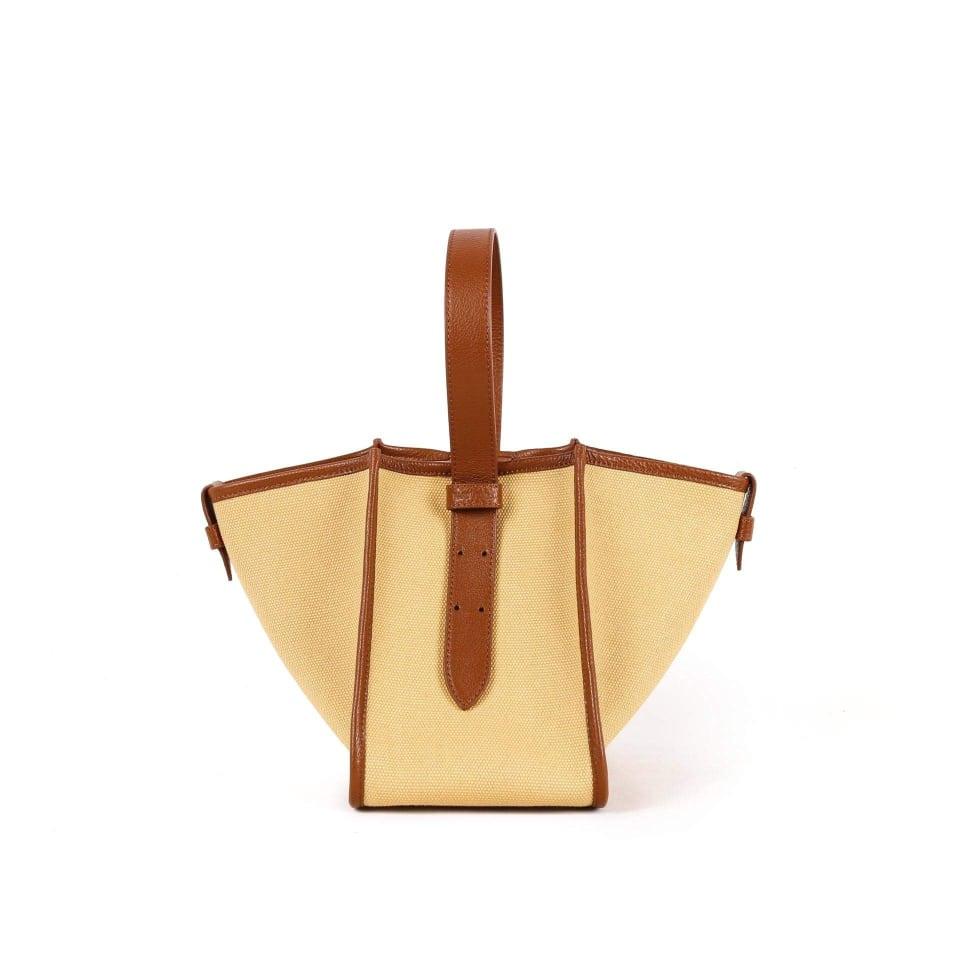 Brown & Khaki Canvas Square Large Capacity Tote Bag - mokupark.com