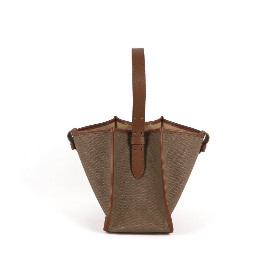 Dark Brown & Dark Khaki Canvas Square Large Capacity Tote Bag - Loliday