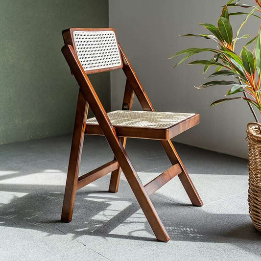 Akai Rika - Solid Wood & Rattan Dining Chair | Folding Chair