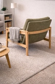 Solid Ash Wood & Fabric Armchair ｜ Reading Chair